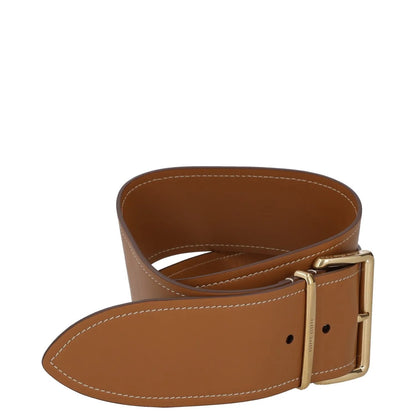 MIU MIU Womens Waist Belt 6Cm Wide Calf Leather Brown Gold Hardware 80 RRP 535 — View 7