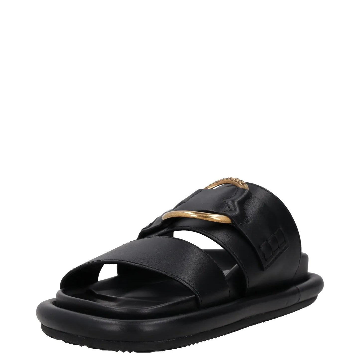 MONCLER Womens Bell Sandals Flat Sliders Black Leather Open Toe UK 3 RRP 515 — View 3