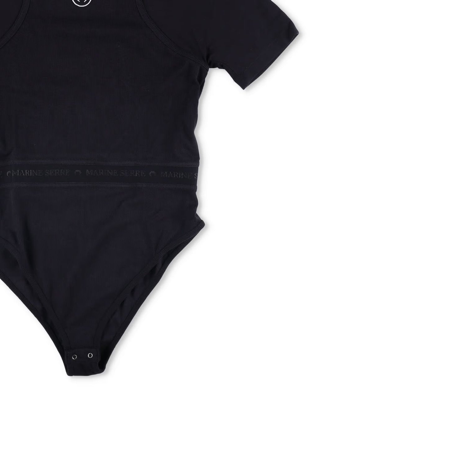 MARINE SERRE Organic Cotton Rib 2X2 Body Black Bodysuits Size XL RRP 260 — View 4