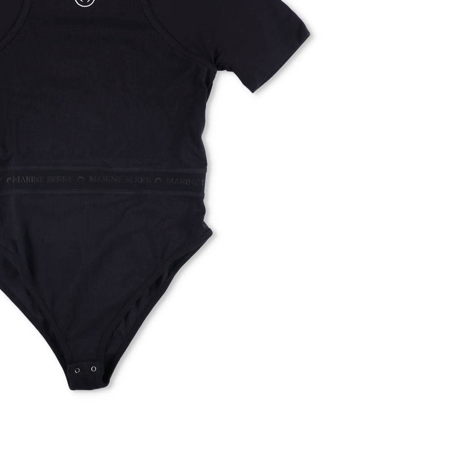 MARINE SERRE Organic Cotton Rib 2X2 Body Black Bodysuits Size XL RRP 260 — View 4