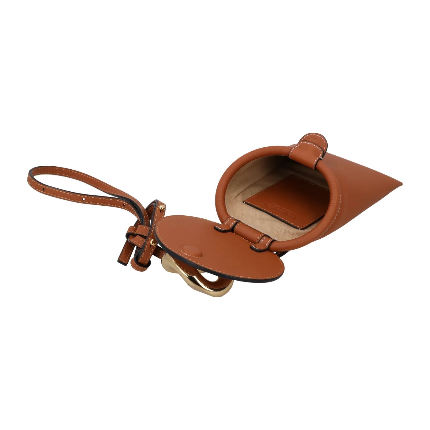 J.W. ANDERSON Womens Lid Pocket Crossbody Bag Pecan Leather Size S RRP 450 — View 4