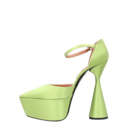 DACCORI Women Platform Heel Satin Leather Sandals Green Open Toe Size 41 RRP 950 — View 4