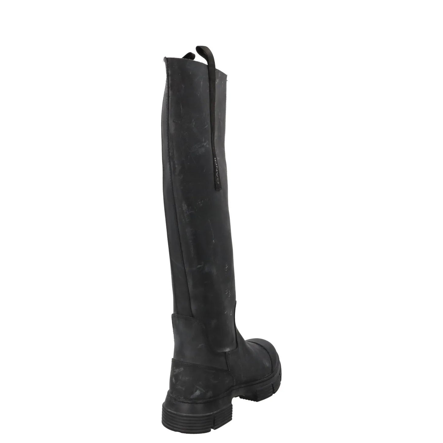 GANNI Womens Round Toe Knee High Boots Leather Rubber Toecap Black UK 5 RRP 445 — View 6