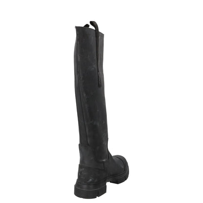 GANNI Womens Round Toe Knee High Boots Leather Rubber Toecap Black UK 5 RRP 445 — View 6