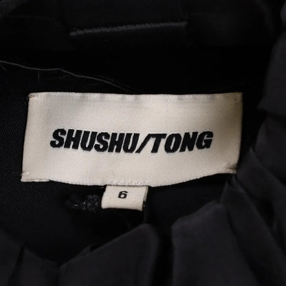 Shushu-Tong Womens Dress Mini Black Satin Ruffle Tie Sleeveless Round 6 RRP 800 — View 5