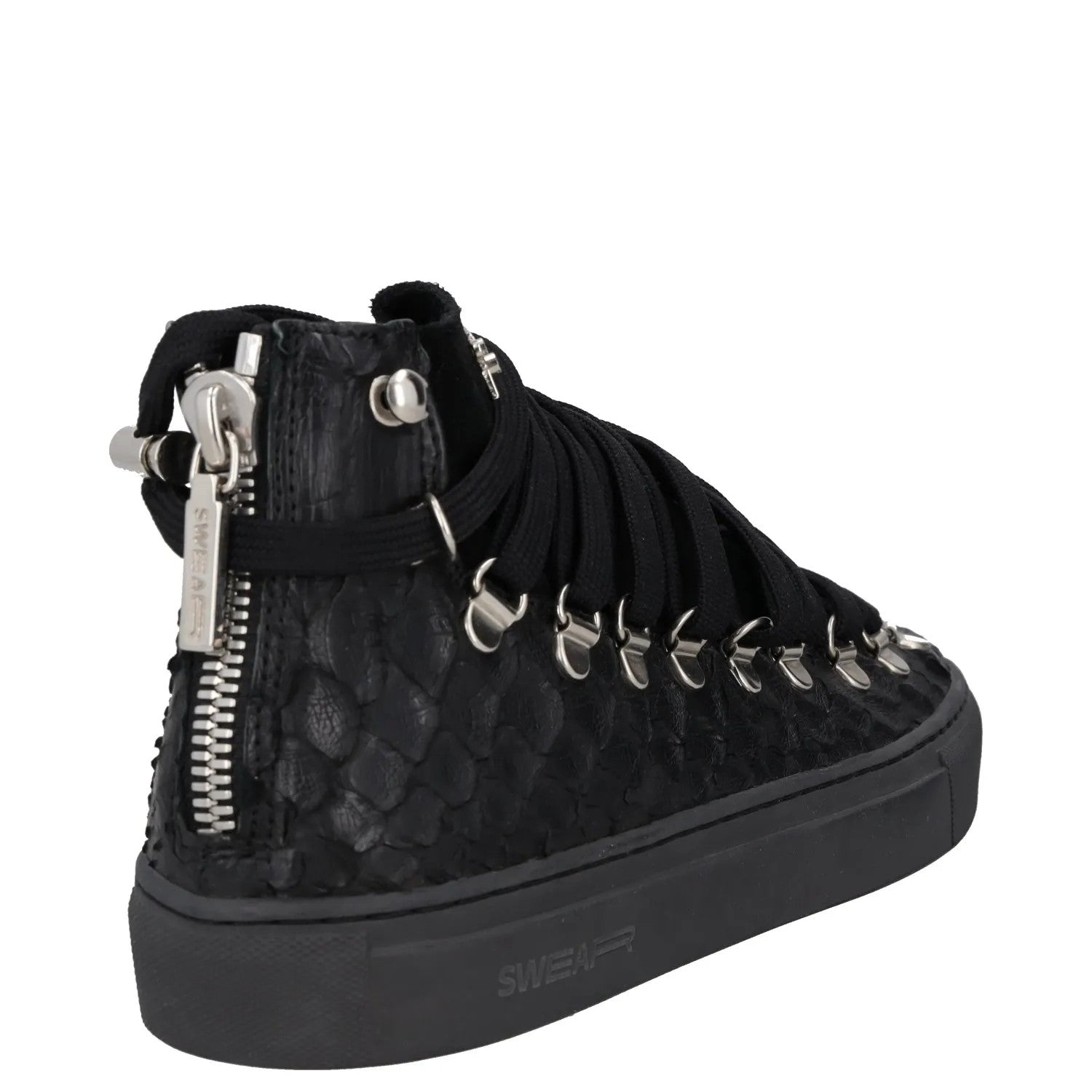 SWEAR Mens Trainers Black Leather Mid Top Lace Up Sneakers UK 6 RRP 250 — View 6