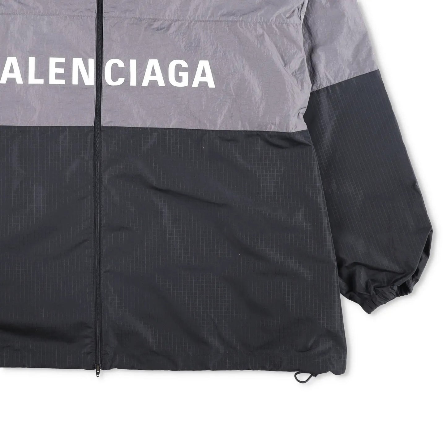 BALENCIAGA Mens Track Jacket Grey Black Windbreaker Stand-Up Collar 48 RRP 1500 — View 4