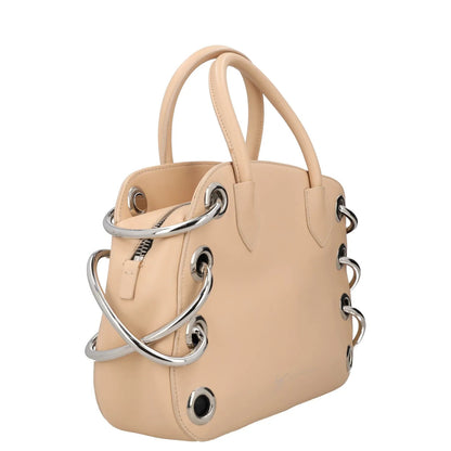 GIUSEPPE ZANOTTI Womens Handbag Beige Leather Eyelet Accents Matte M RRP 350 — View 7