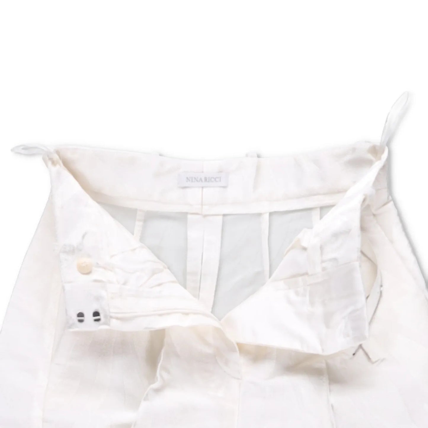 NINA RICCI Zebra-Jacquard Palazzo Pants White Wide Leg Trousers Size 34 RRP 675 — View 6