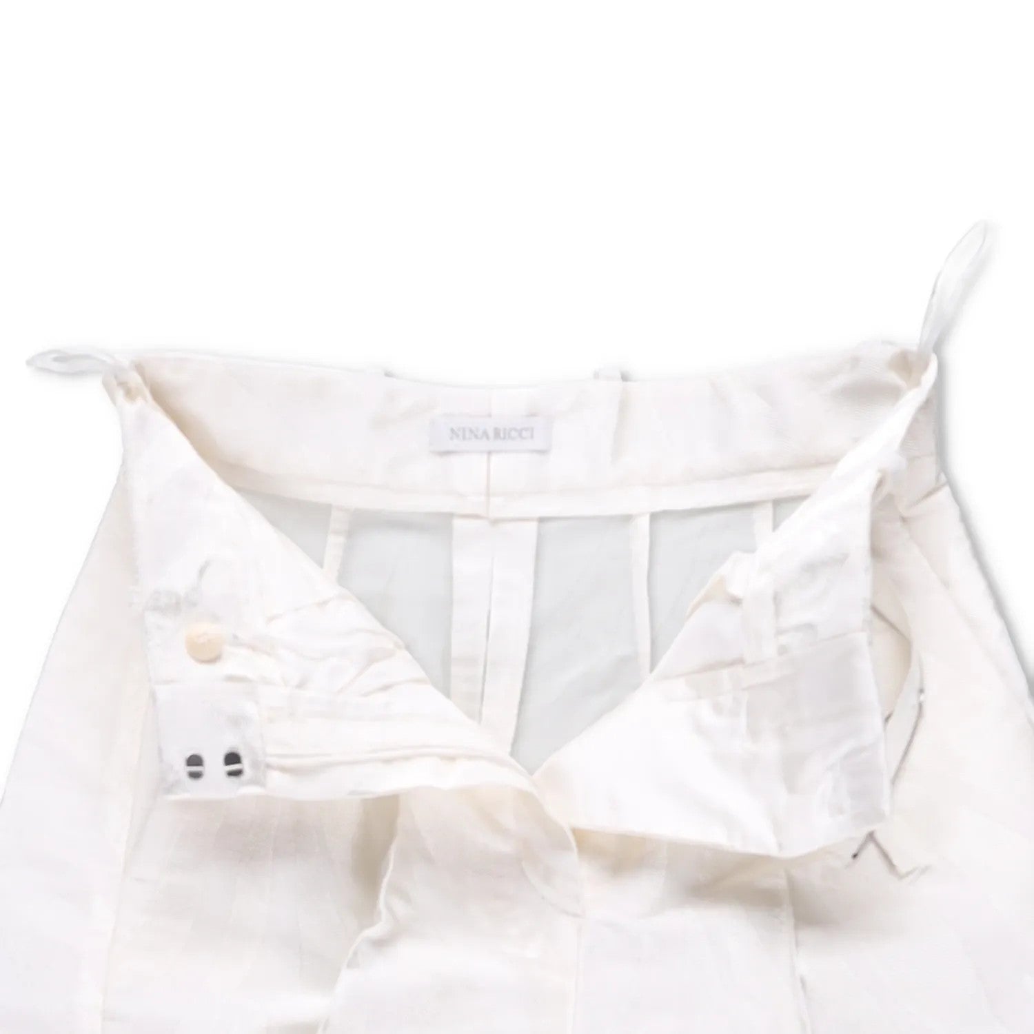 NINA RICCI Zebra-Jacquard Palazzo Pants White Wide Leg Trousers Size 34 RRP 675 — View 6