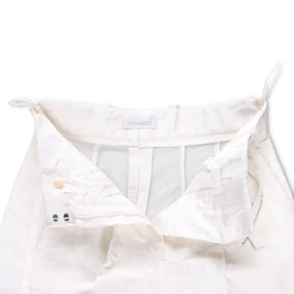 NINA RICCI Zebra-Jacquard Palazzo Pants White Wide Leg Trousers Size 34 RRP 675 — View 6