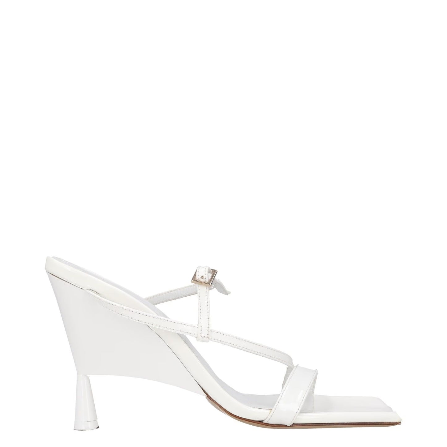 GIABORGHINI Womens Heels White Leather Mid Heel Square Toe UK 5 RRP 375