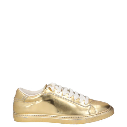 JUST CAVALLI Womens Trainers Gold Leather Low Top Lace Up UK 3 RRP 200