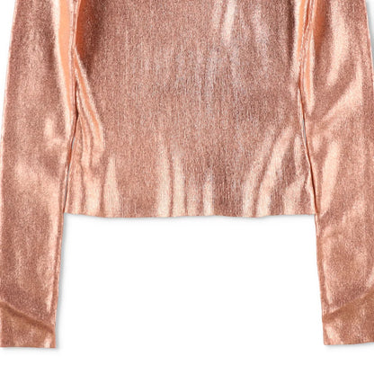 DIESEL Womens Knitwear Top Shades Of Metallic Foil Oval T-Shirt Orange S RRP 225 — View 3