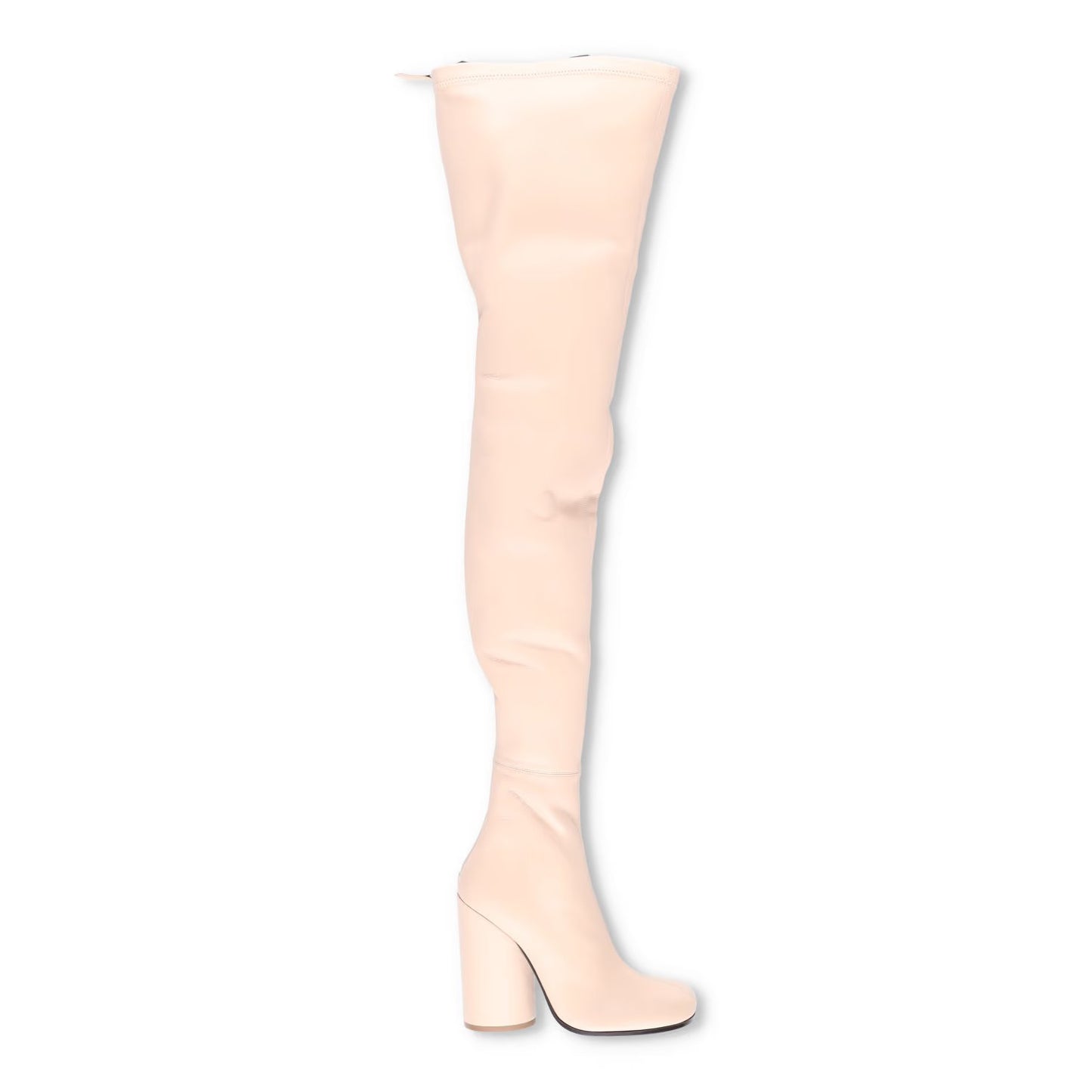 BURBERRY Womens Thigh High Boots Ivory Leather Zip Closure UK 5 RRP 1750