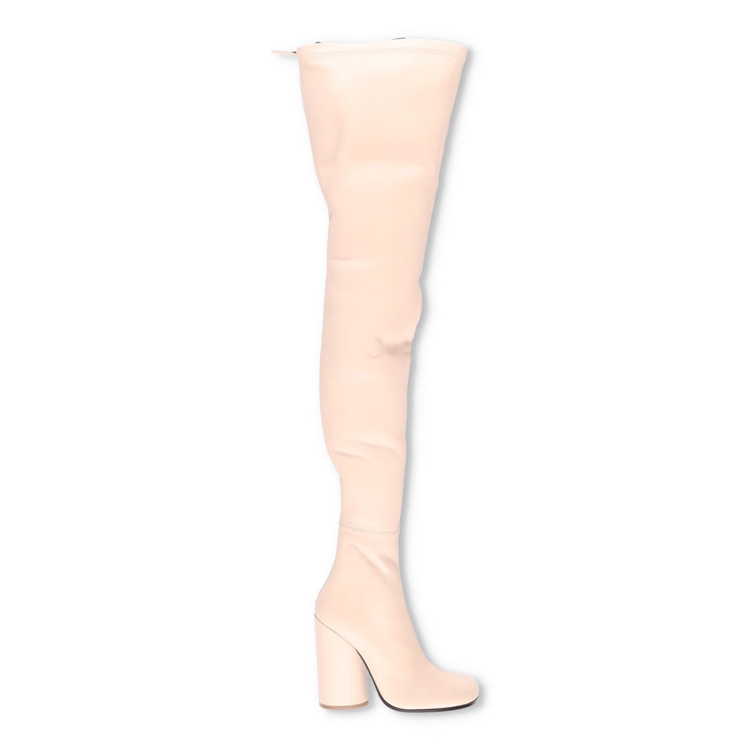 BURBERRY Womens Thigh High Boots Ivory Leather Zip Closure UK 5 RRP 1750