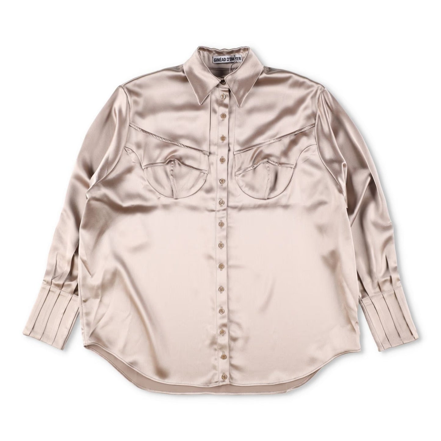 SINEAD O'DWYER Womens Classic Satin Viscose Caramel Blouse Metallic 8 RRP 805