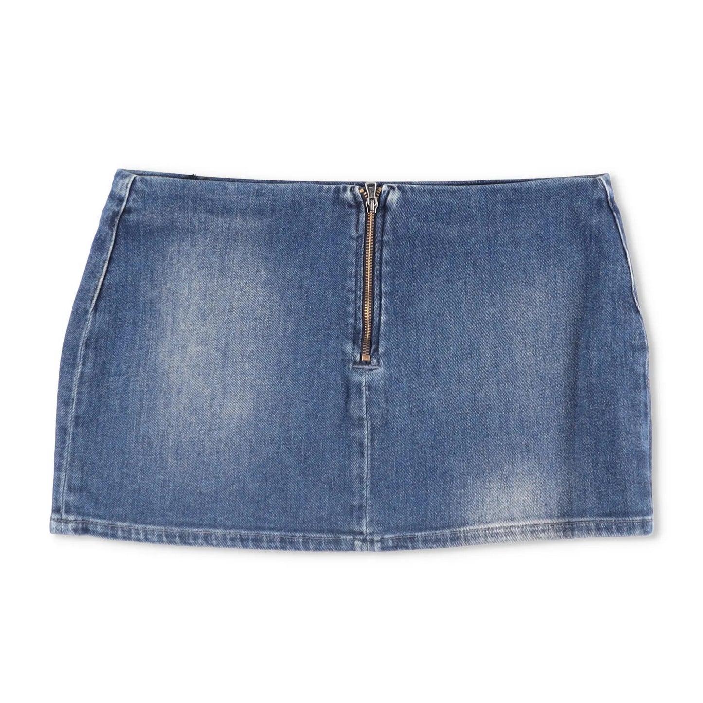 MOWALOLA Womens Embossed Denim Mini Skirt Blue Short Light Wash Size L RRP 320 — View 8