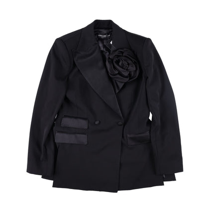 DOLCE & GABBANA Womens Jacket Blazer V-Neck Long Sleeve Black Size 40 RRP 3600