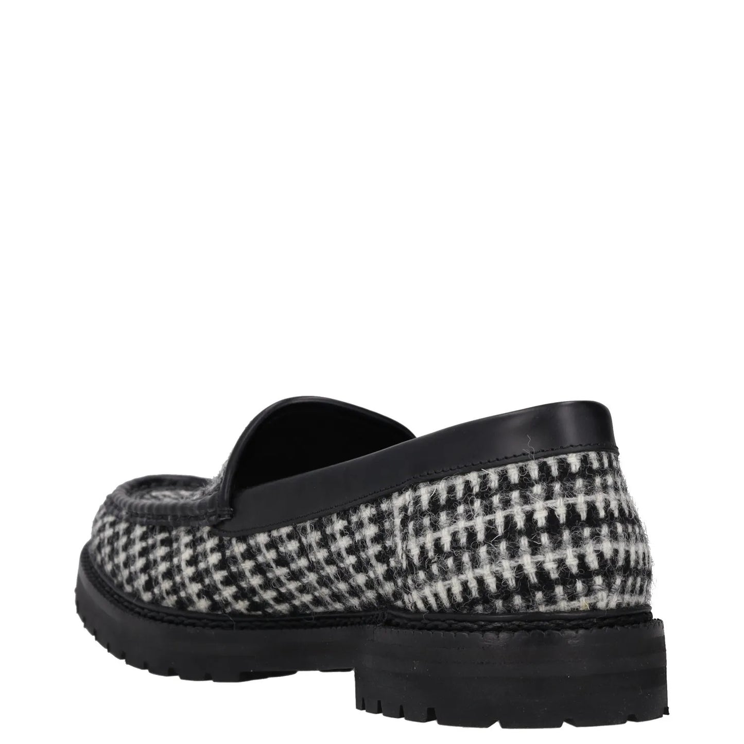 MANOLO BLAHNIK Womens Tweed Loafers Black Grey Leather Slip On UK 7 RRP 725 — View 5