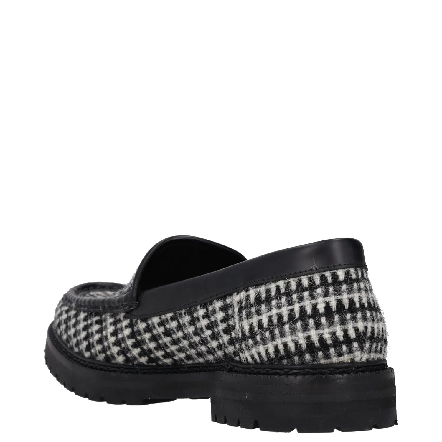 MANOLO BLAHNIK Womens Tweed Loafers Black Grey Leather Slip On UK 7 RRP 725 — View 5