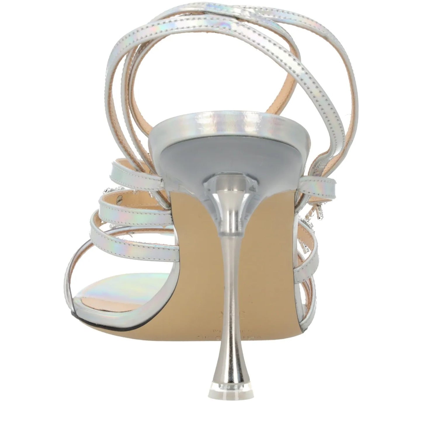 MACH & MACH Women Sandals Silver Crystal Bow Leather Metallic High UK 6 RRP 920 — View 7