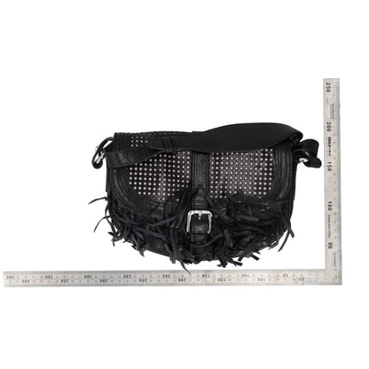JUST CAVALLI Womens Crossbody Bag Black Leather Silver Buckle Size S RRP 300 — View 6