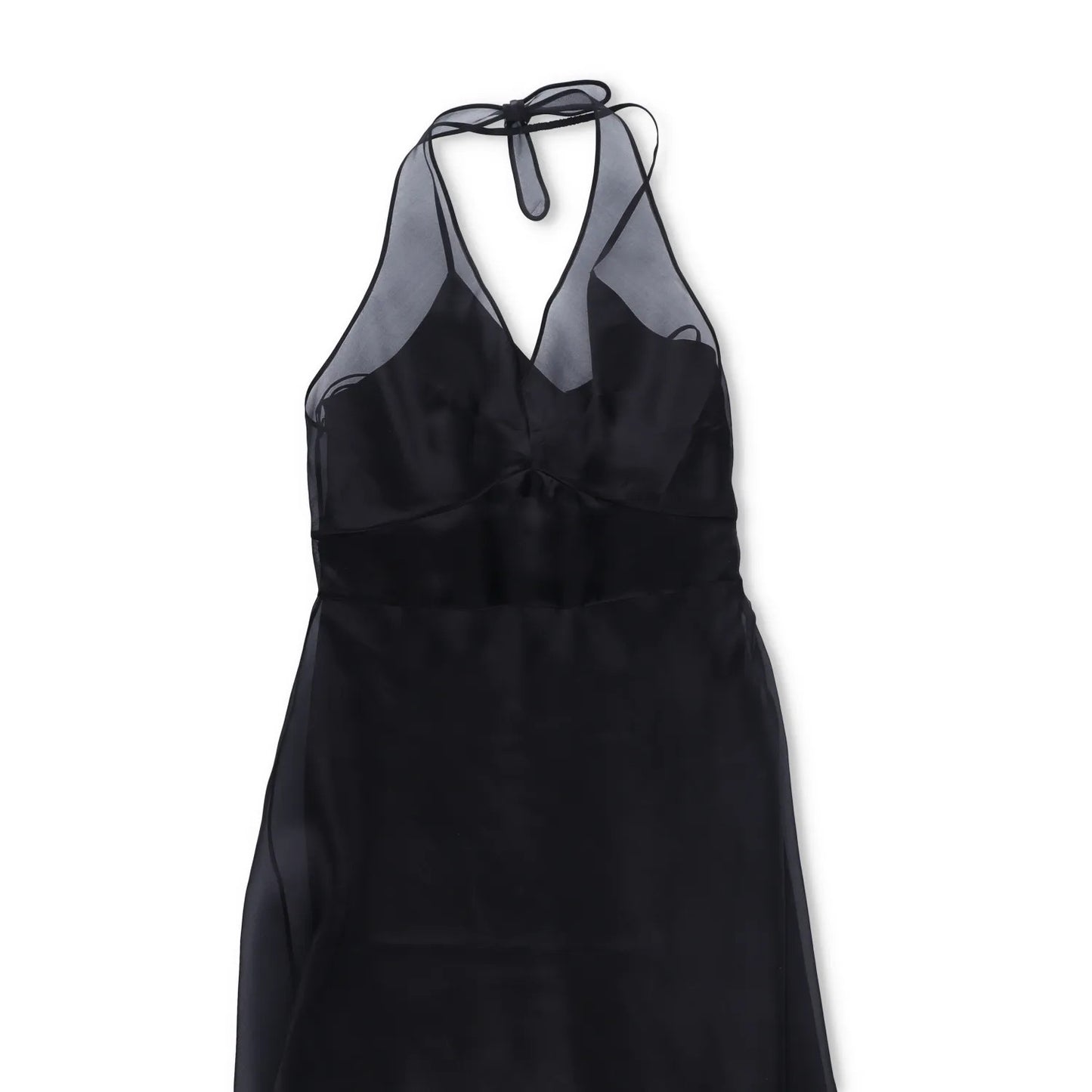 PRADA Womens Midi Dress Halter Neck Tie Sleeveless Re Edition Black 44 RRP 3060 — View 3