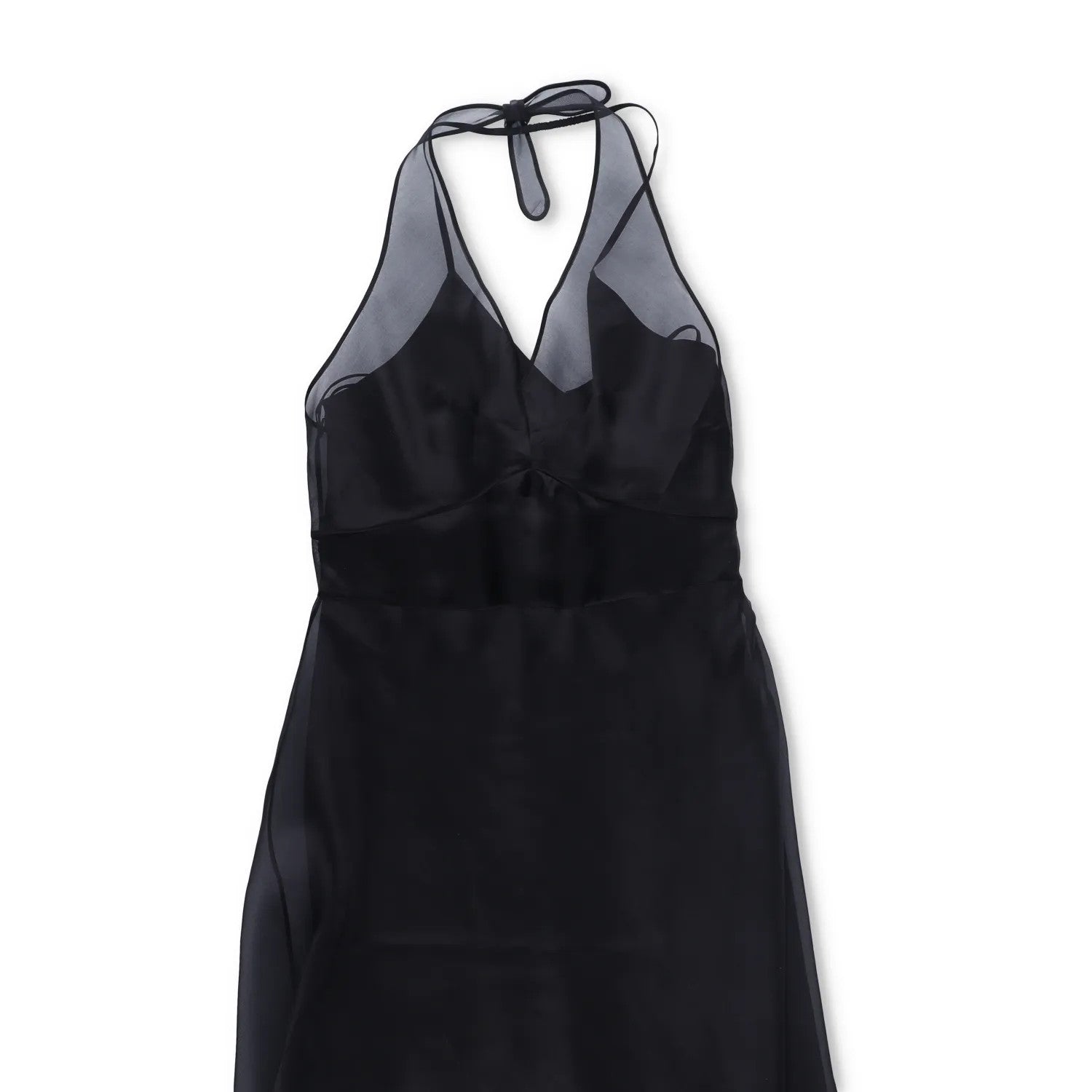 PRADA Womens Midi Dress Halter Neck Tie Sleeveless Re Edition Black 44 RRP 3060 — View 3