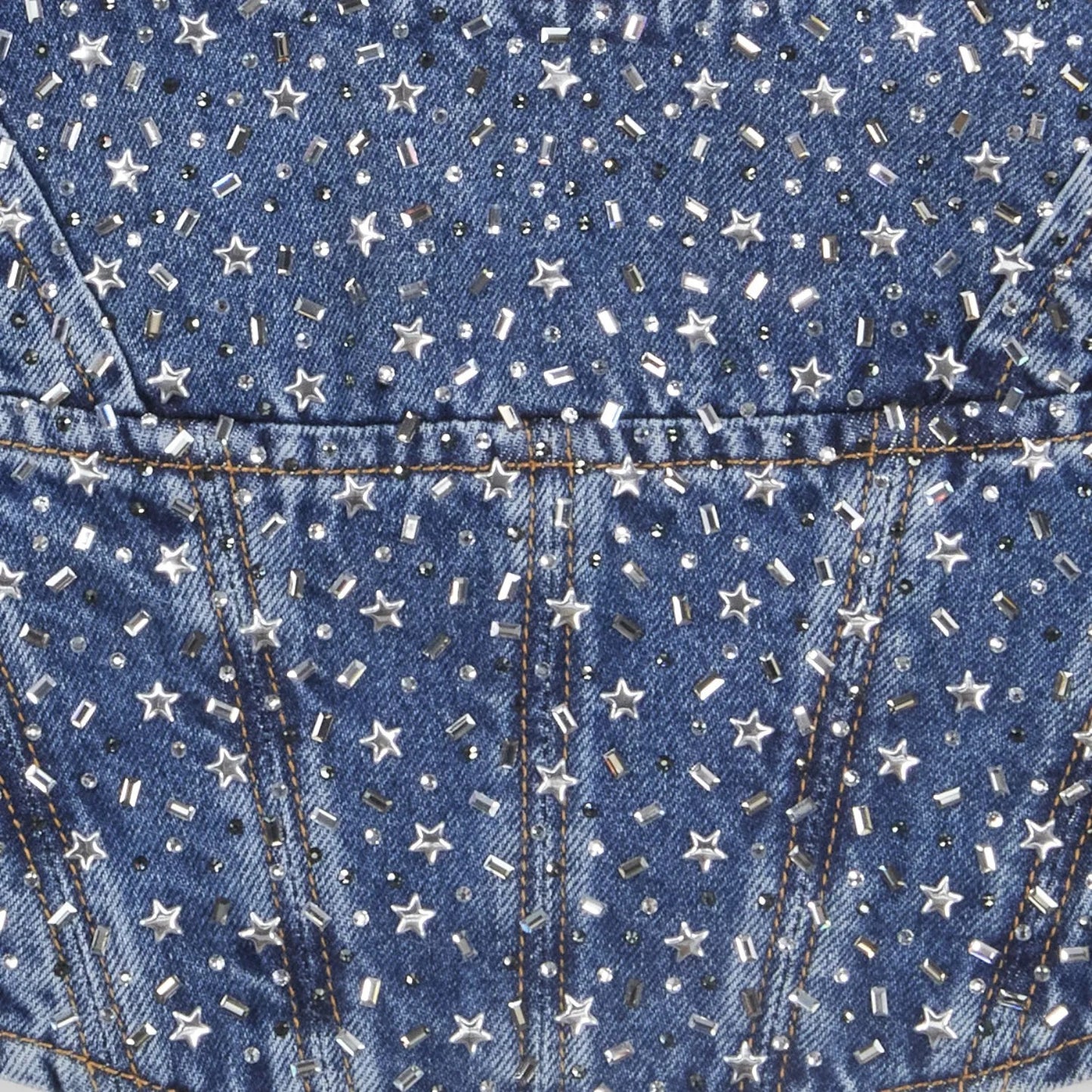 ALESSANDRA RICH Womens Vest Square Neck Sleeveless Hotfix Denim Blue 40 RRP715 — View 4