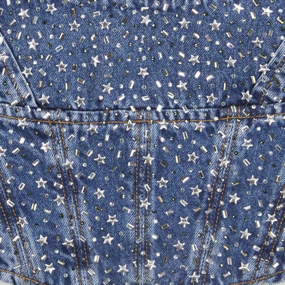 ALESSANDRA RICH Womens Vest Square Neck Sleeveless Hotfix Denim Blue 40 RRP715 — View 4