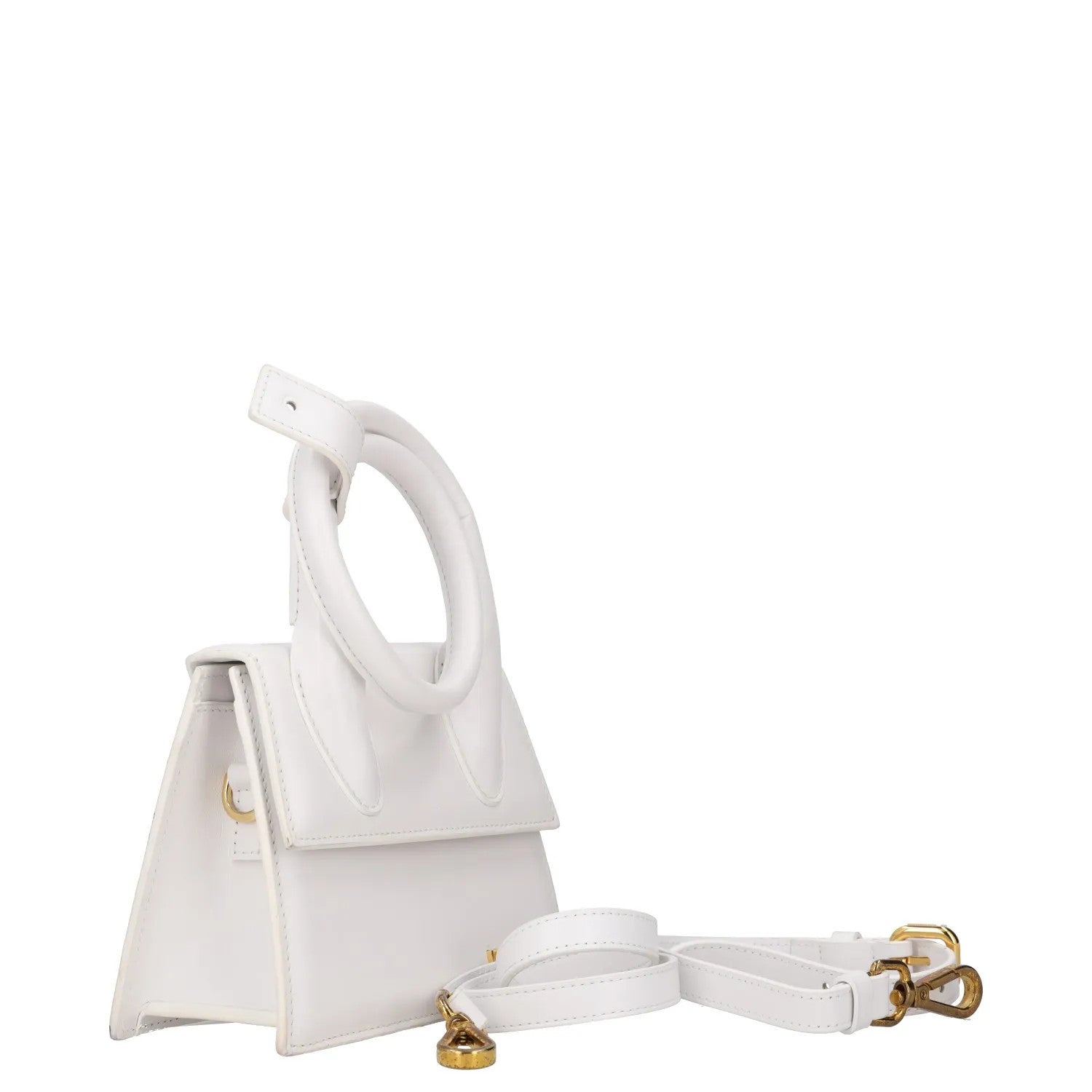 JACQUEMUS Womens Le Chiquito Noeud Leather Tote Bag White One Size RRP 745 — View 8