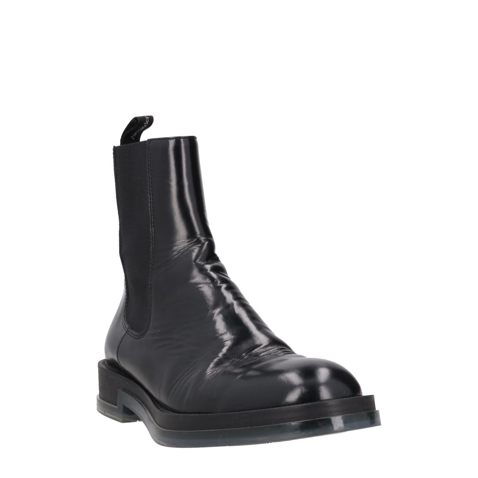 ALEXANDER MCQUEEN Mens Chelsea Boot Transparent Sole Black Leather UK 7 RRP 900 — View 2