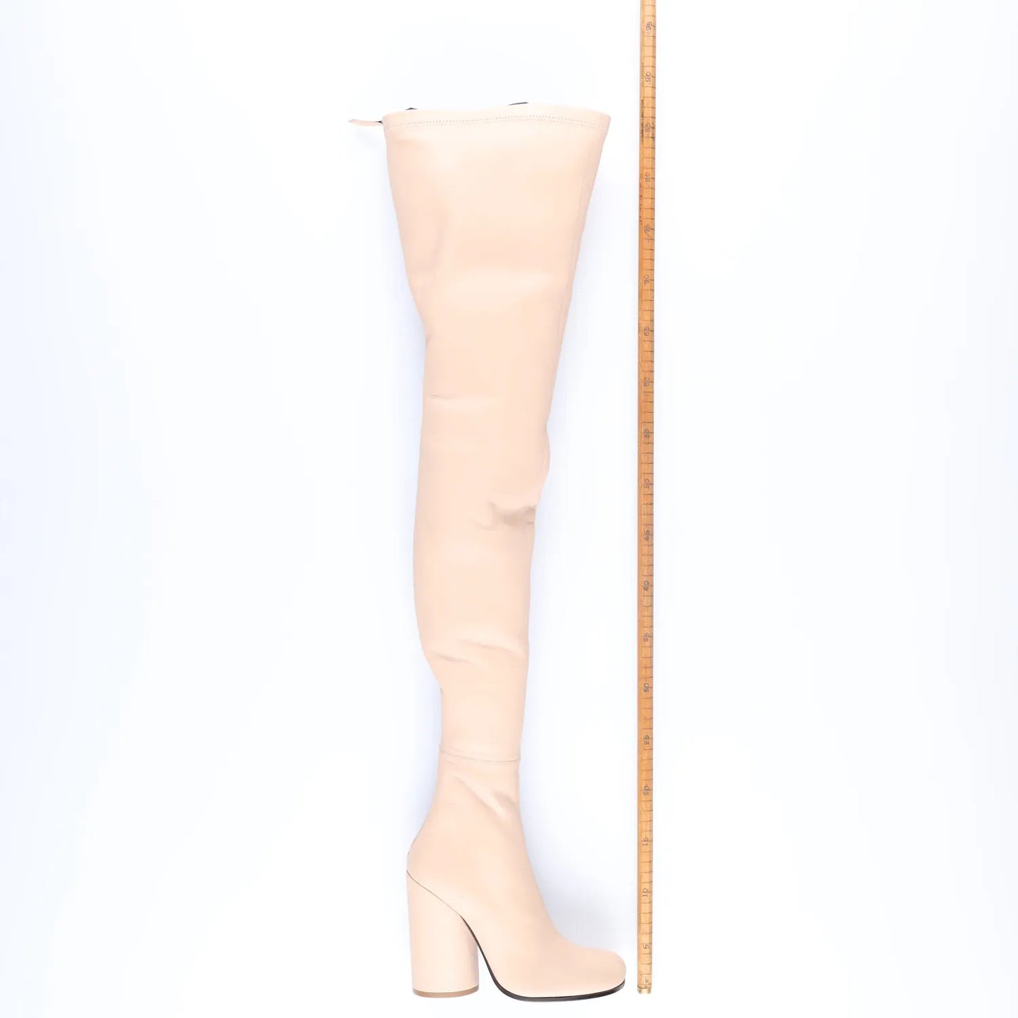 BURBERRY Womens Thigh High Boots Ivory Leather Zip Closure UK 5 RRP 1750 — View 4