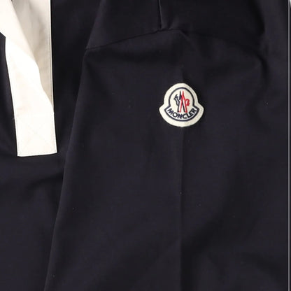 MONCLER Womens Polo W Logo Badge On Short Sleeve Collared Black White L RRP 330 — View 9