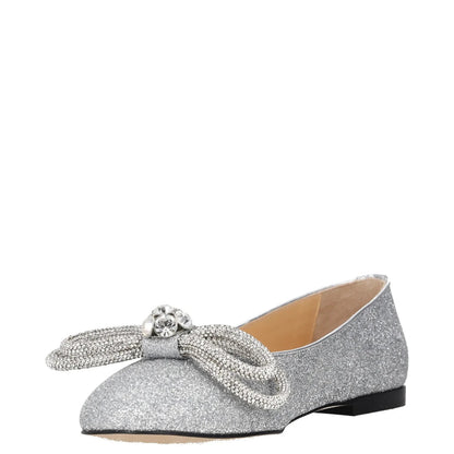 MACH & MACH Women Flats Silver Synthetic Bow Detail Slip On Round Toe UK6 RRP500 — View 3