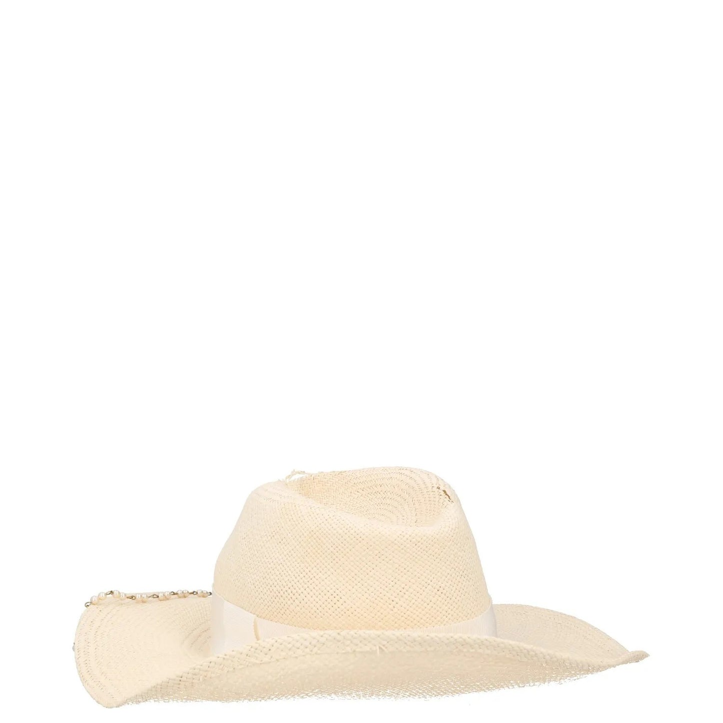 RUSLAN BAGINSKIY Womens Double Chain Strap Fedora Hat White Size M RRP 300 — View 4