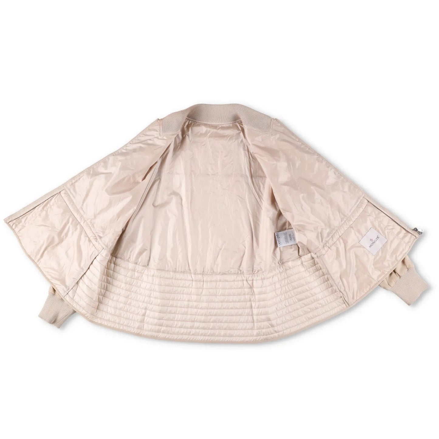 MONCLER Womens Bomber Jacket Beige Nylon Long Sleeve Quilted Zip RRP 1200 — View 12