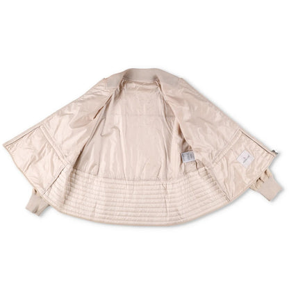 MONCLER Womens Bomber Jacket Beige Nylon Long Sleeve Quilted Zip RRP 1200 — View 12