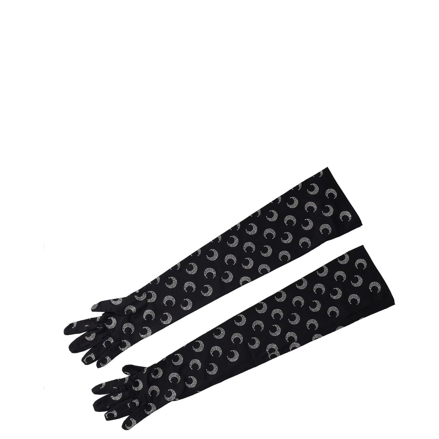 MARINE SERRE Womens Moon Rhinestoned Jersey Wrist Length Gloves Black M-L RRP337 — View 2