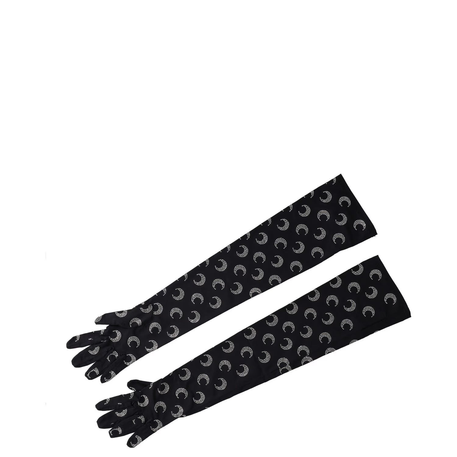 MARINE SERRE Womens Moon Rhinestoned Jersey Wrist Length Gloves Black M-L RRP337 — View 2