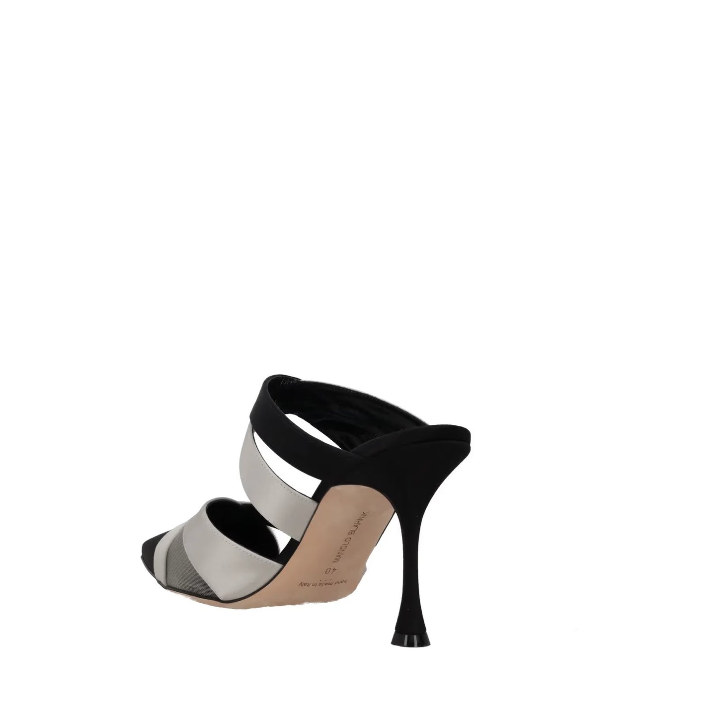 MANOLO BLAHNIK Womens Oyounak 90 Strappy Pt Toe Mule Bicolour Satin UK7 RRP 815 — View 5