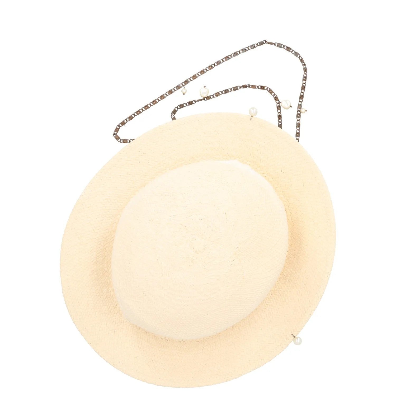 RUSLAN BAGINSKIY Womens Straw Boater Hat Beige Straw White Size M RRP 430 — View 7