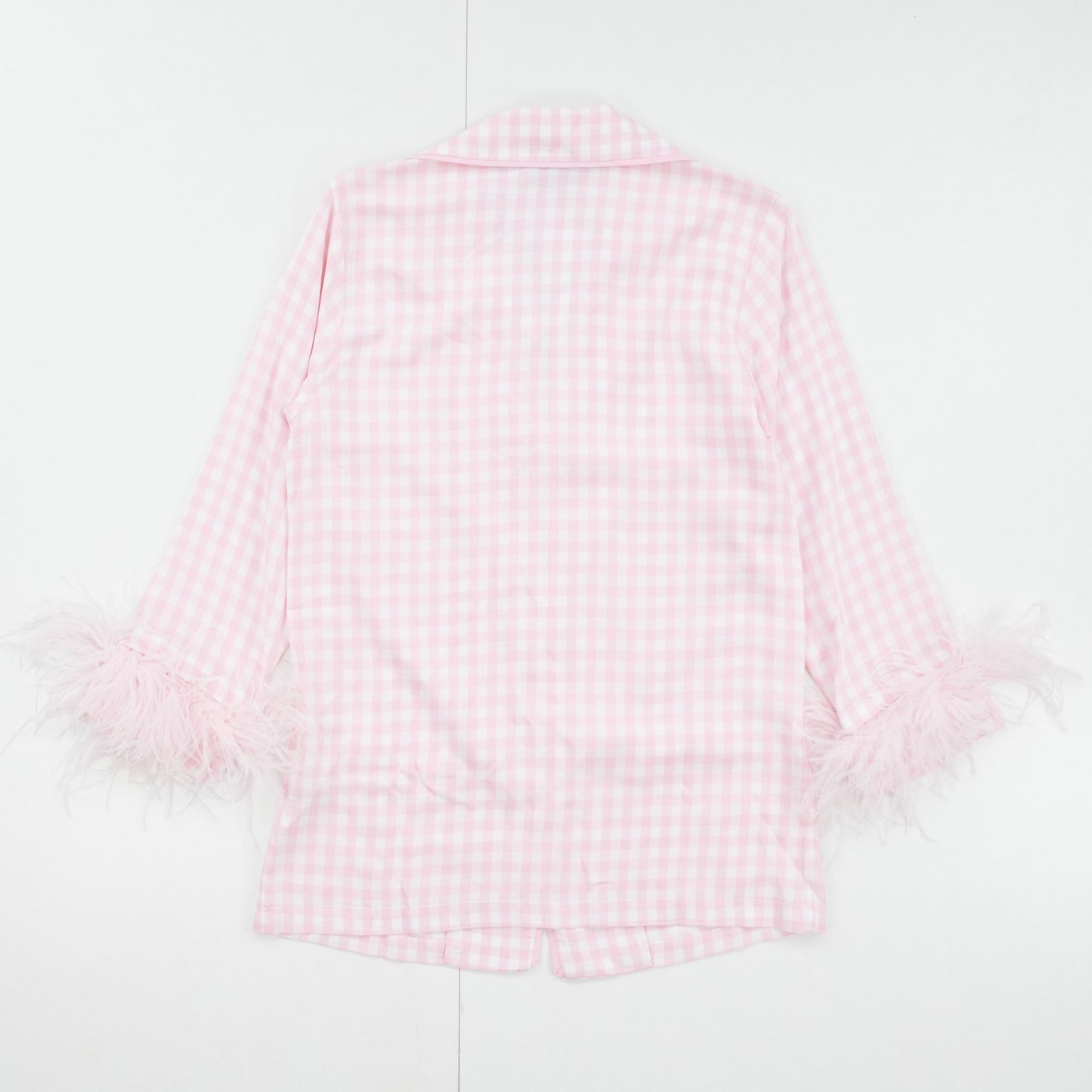 SLEEPER Womens Pink Check Viscose Pyjama Set Button Long Sleeve XS RRP 330 — View 4