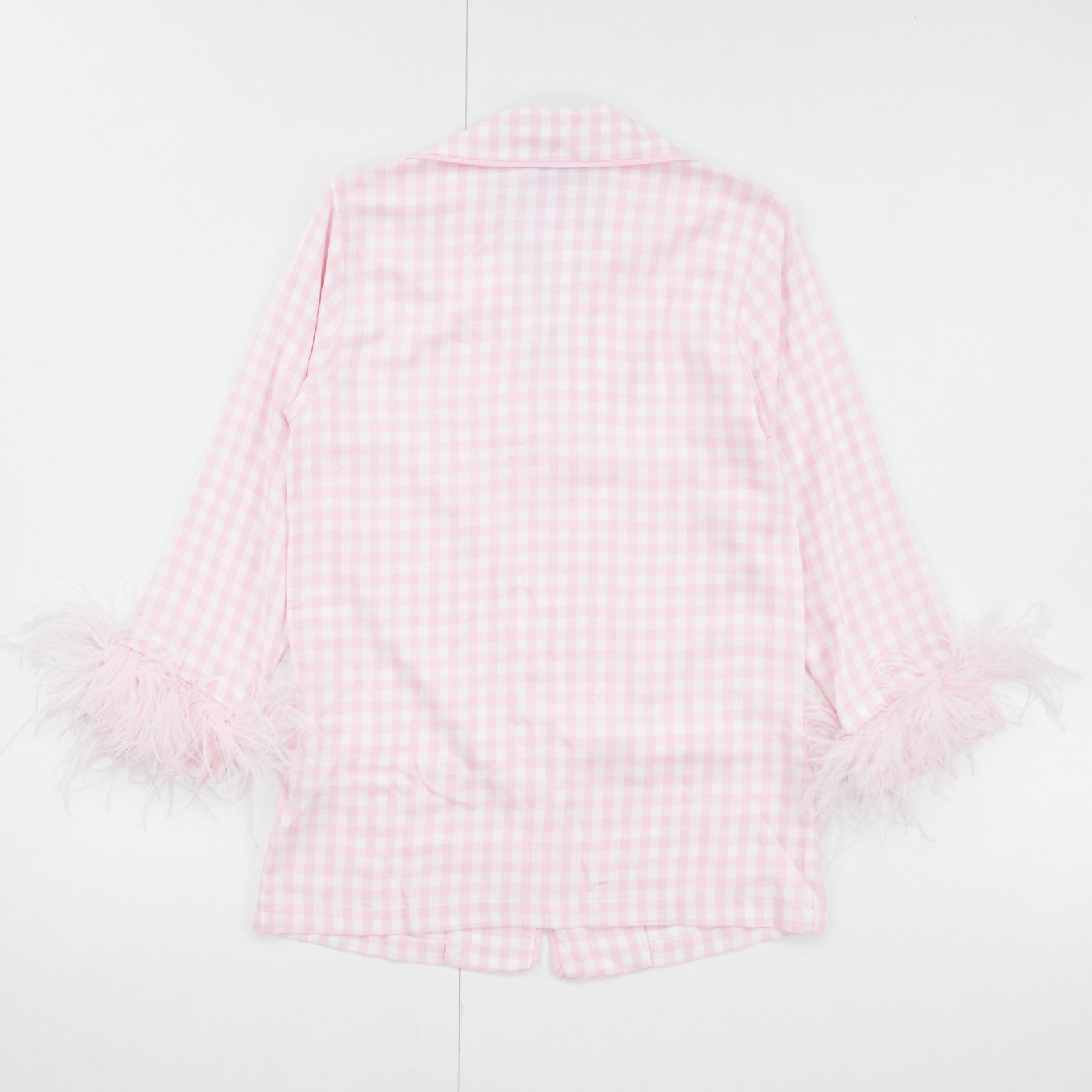 SLEEPER Womens Pink Check Viscose Pyjama Set Button Long Sleeve XS RRP 330 — View 4