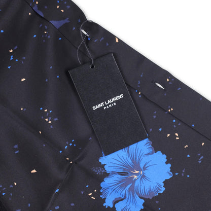 SAINT LAURENT Mens Shirt Silk Print Button-Up Black Short Sleeve Size 40 RRP 950 — View 8
