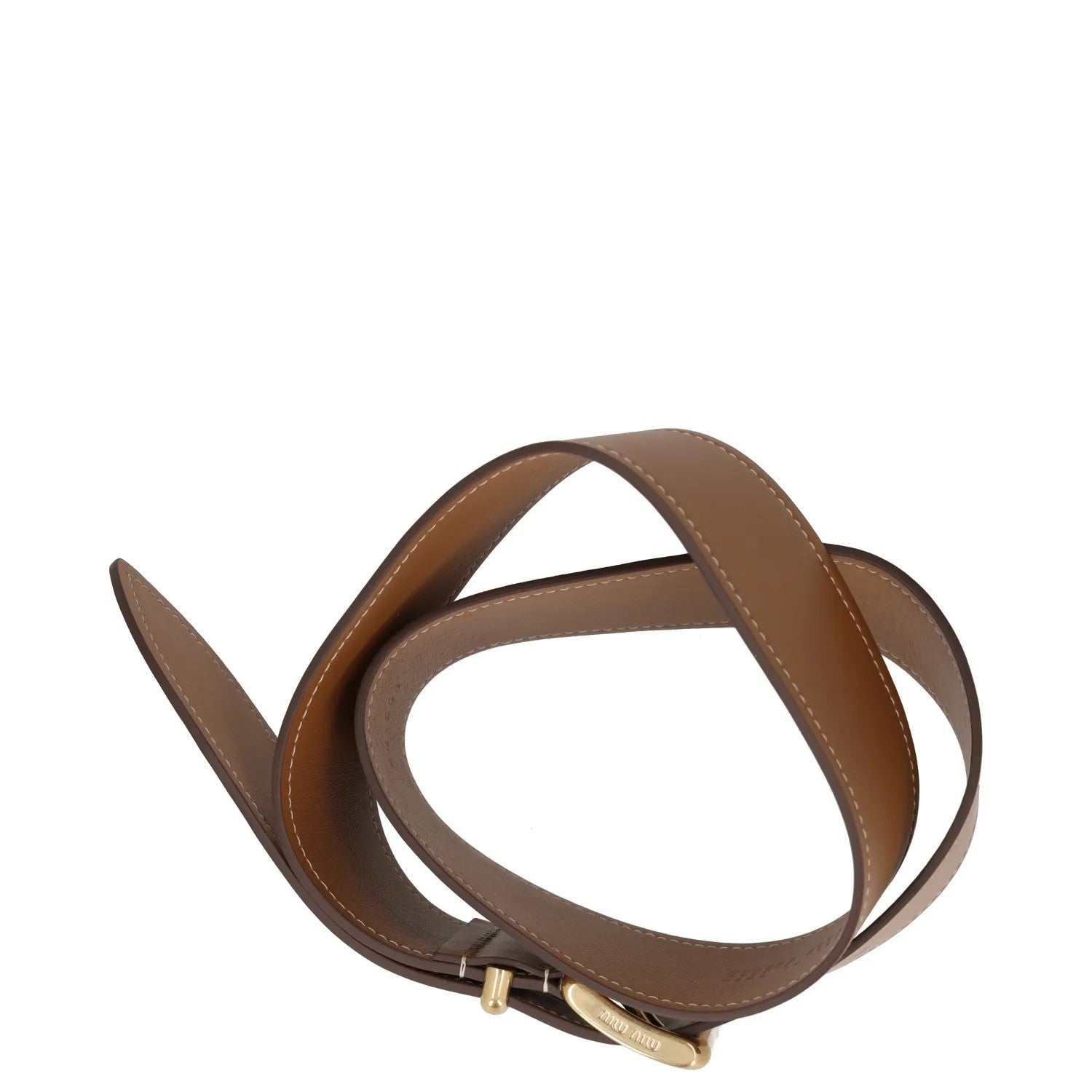 MIU MIU Womens Waist Belt 6Cm Wide Calf Leather Brown Gold Hardware 80 RRP 535 — View 8