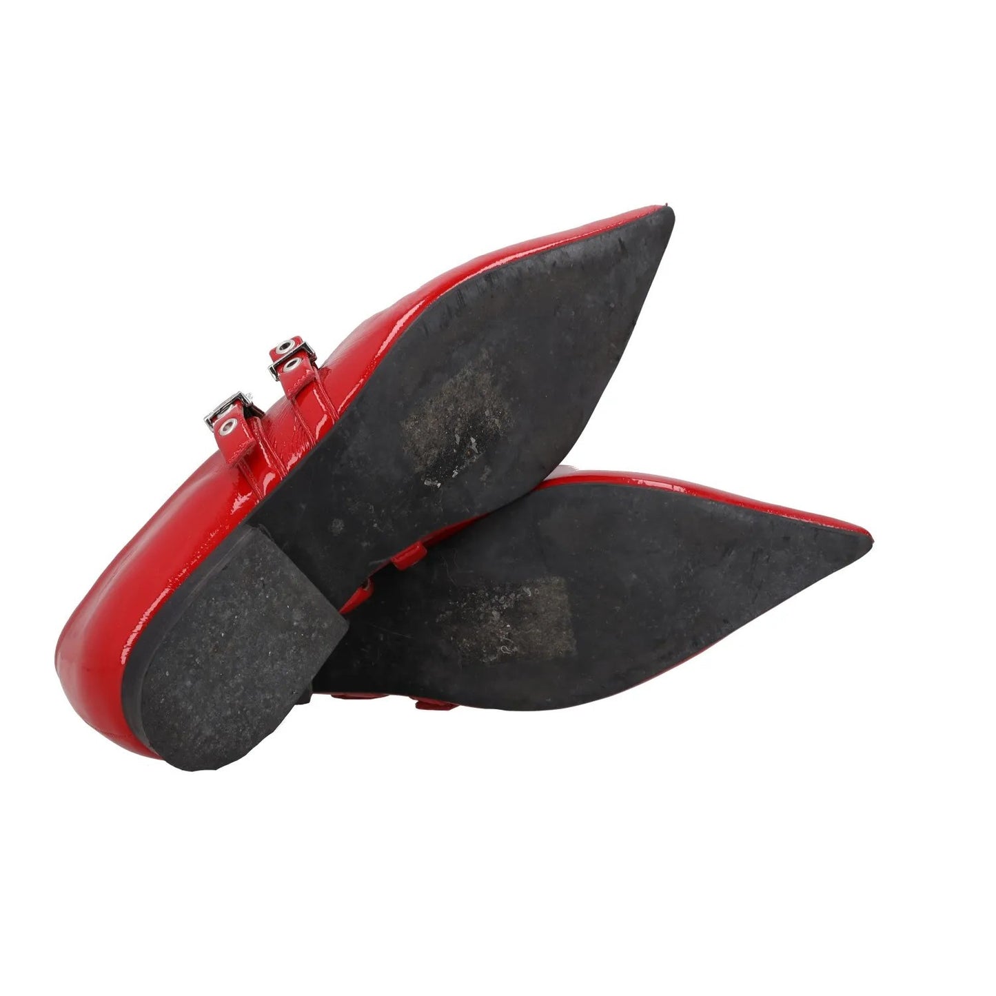 GANNI Womens Mary Janes Flat Red Leather Pointy Toe Double Strap UK 4 RRP 275 — View 8