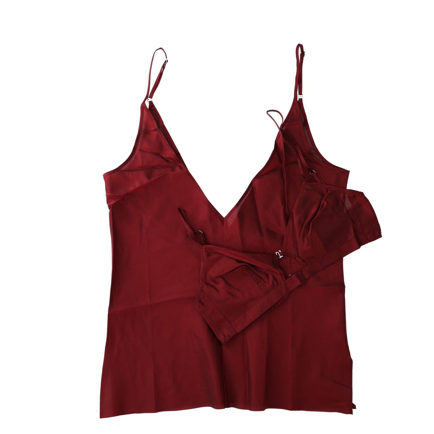 BETTTER Womens V-Neck Camisole and Bralette Set Tank Red Cupro Strap S RRP 1035