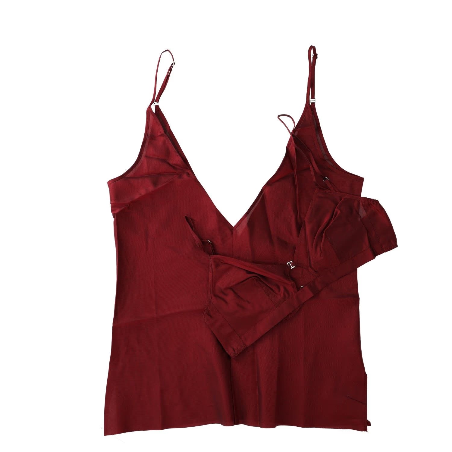 BETTTER Womens V-Neck Camisole and Bralette Set Tank Red Cupro Strap S RRP 1035
